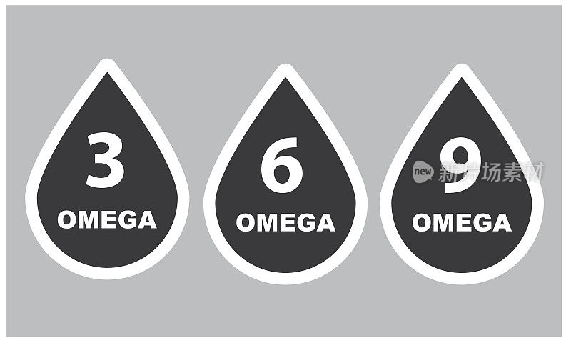 欧米茄3 6 9油滴。营养皮肤护理。三滴多不饱和脂肪酸。